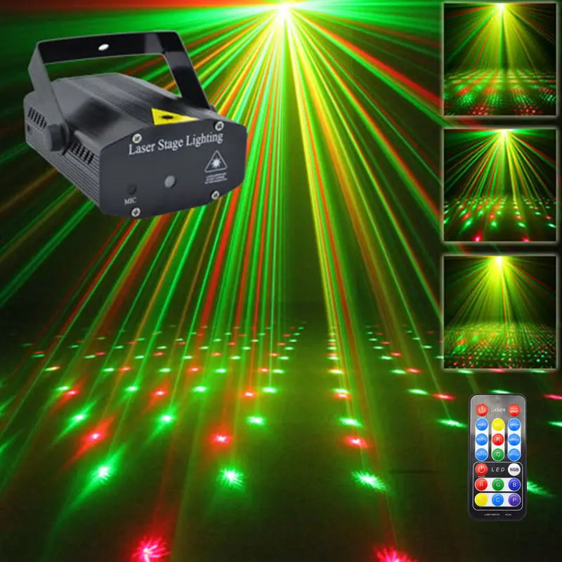 Kopen AUCD Mini Draagbare IR Remote RG Meteor Laser Projector Verlichting DJ KTV Thuis Xmas Party Dsico LED Podium Verlichting OI100B