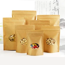 50 шт./лот чайная подставка из крафт-бумаги с круглыми оконными подарочными пакетами, упаковка для розничной торговли, печать на заказ