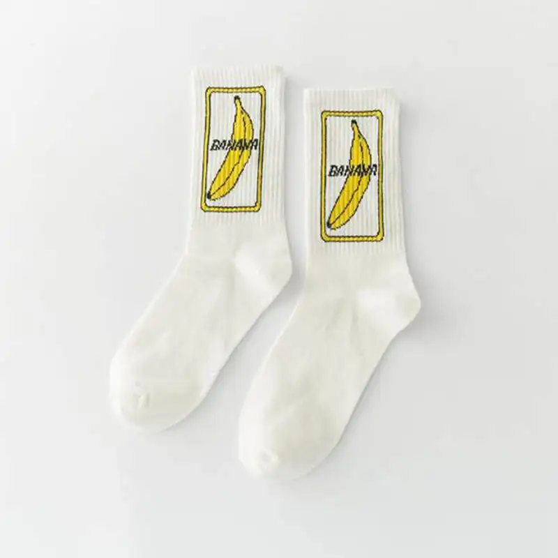 Harajuku/милые Мультяшные носки с изображением банана, белые забавные носки для девочек, крутые носки для скейтборда, женские хлопковые хипстерские носки с фруктами - Цвет: big banana