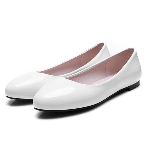 BYQDY/женские сандалии на плоской подошве без застежки; повседневная обувь; модные Лоферы Mary Jane; женские удобные туфли на плоской подошве с круглым носком размера плюс 34-48 - Цвет: Белый