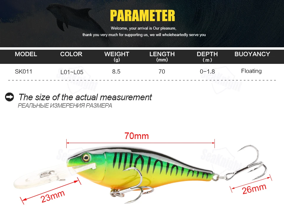 SeaKnight SK011 приманка для рыбной ловли гольян 1 шт. 8,5 г 7 см глубина 0-1,8 м жесткая плавающая искусственная наживка для рыбалки воблер Карп рыболовные снасти