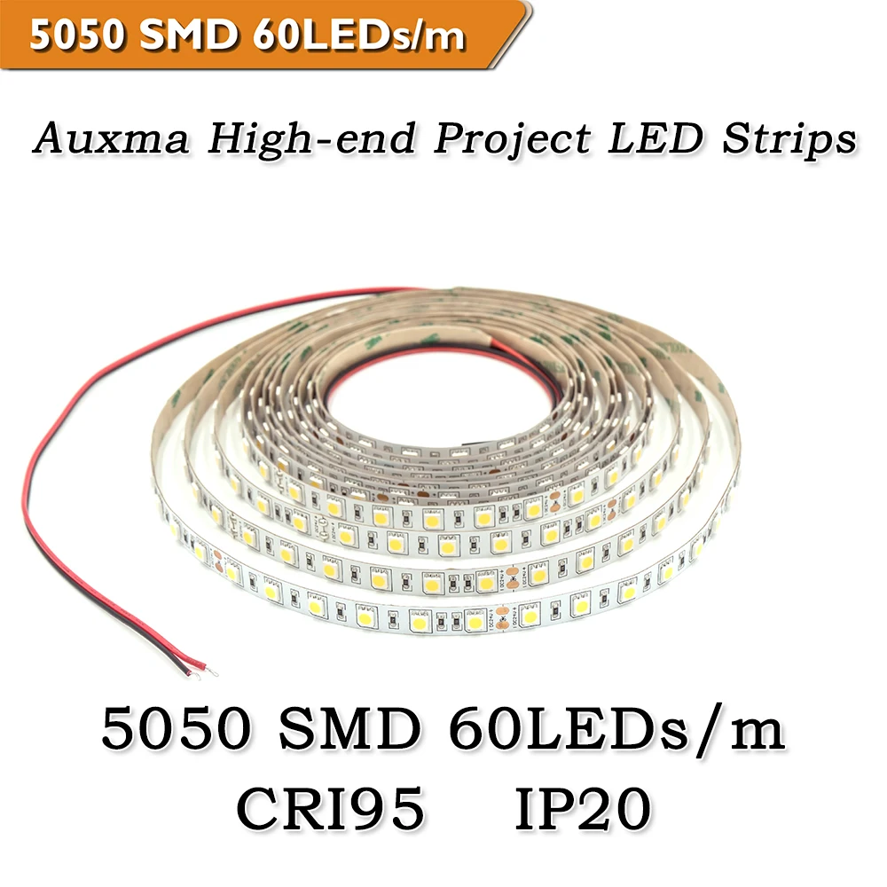 

5050 60LEDs/m LED Strip,CRI80 RA80 IP20,DC12V/24V,300LEDs/Reel,5meter/Reel,Non-waterproof for indoor living room bedroom hotel