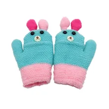 Детские перчатки для маленьких девочек и мальчиков; теплые зимние вязаные варежки с рисунком животных; перчатки для детей