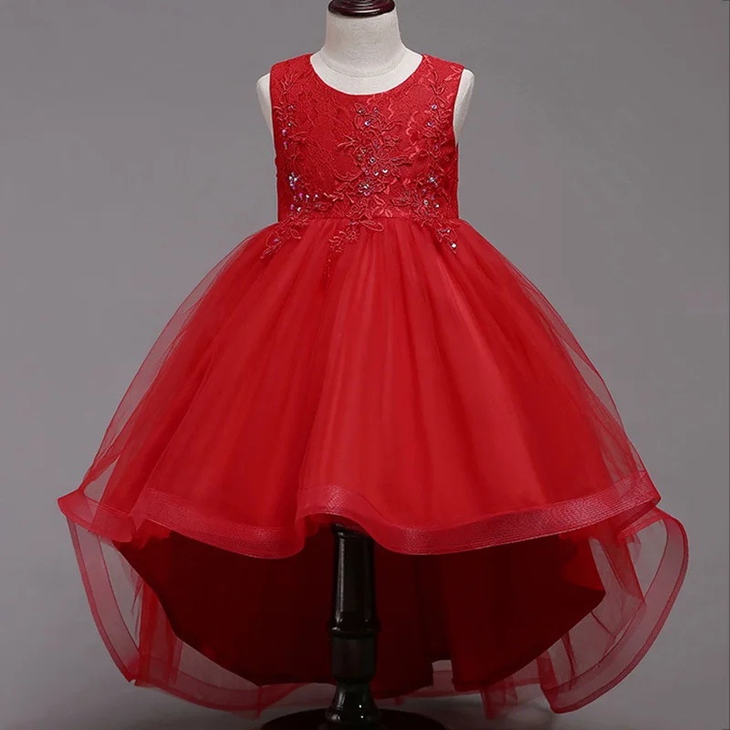 Кружевное платье со шлейфом; Платья с цветочным узором для девочек; детское элегантное платье; бальное платье принцессы для первого