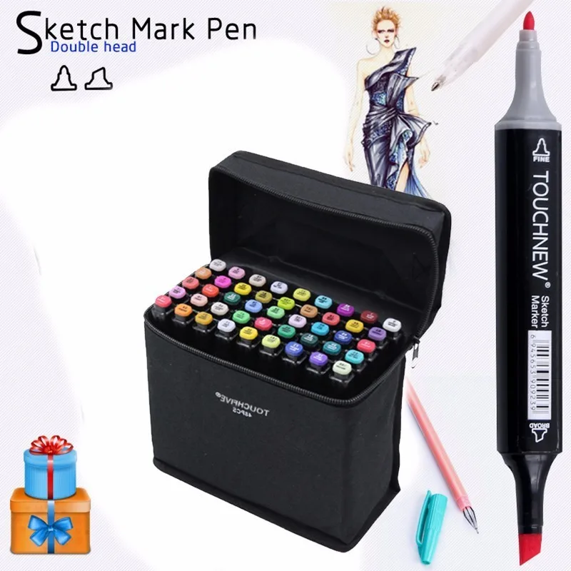 

TOUCHNEW Marker 168 colors/set Professional Art Markers Set Double headed Alcohol based Markers Art For School Supplies