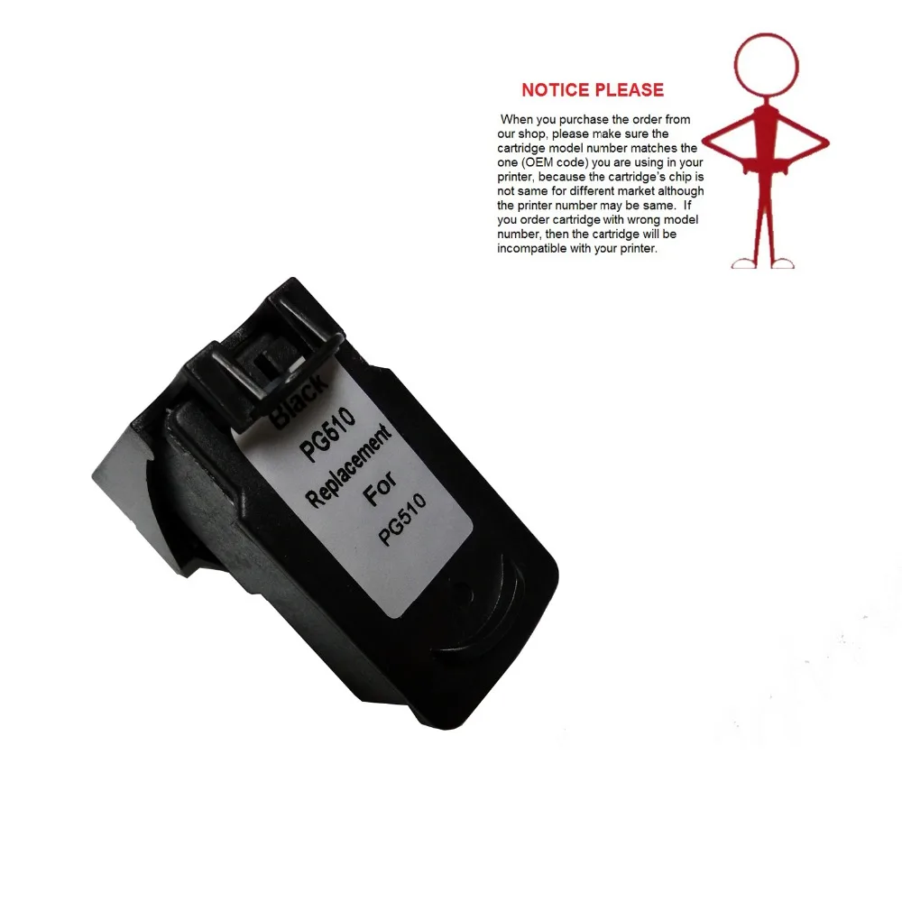 YOTAT 1pcs Remanufactured ink cartridge PG510 PG 510 PG510XL for Canon Pixma IP2700 MP240 MP250