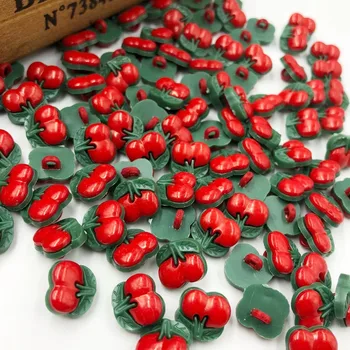 

50/100pcs U pick Red Cherry Plastic Buttons Sewing Button DIY Crafts PT34