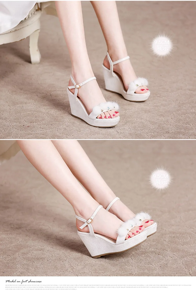 41_2019 Summer Fashion Womens Wedge Sandals Female Retro High Heeled Platform Rhinestone Shoes Online