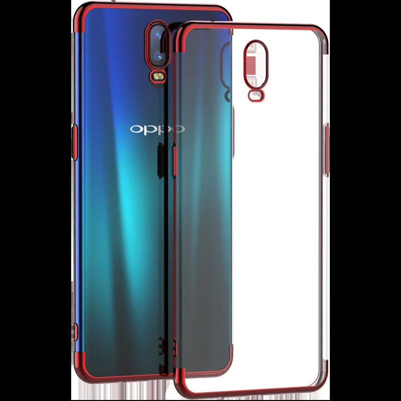 Роскошный тонкий пластиковый чехол для телефона Oppo R17, ультратонкий противоударный защитный чехол с гальваническим покрытием для Oppo R17 F9 F7 Find X Coque - Цвет: Красный