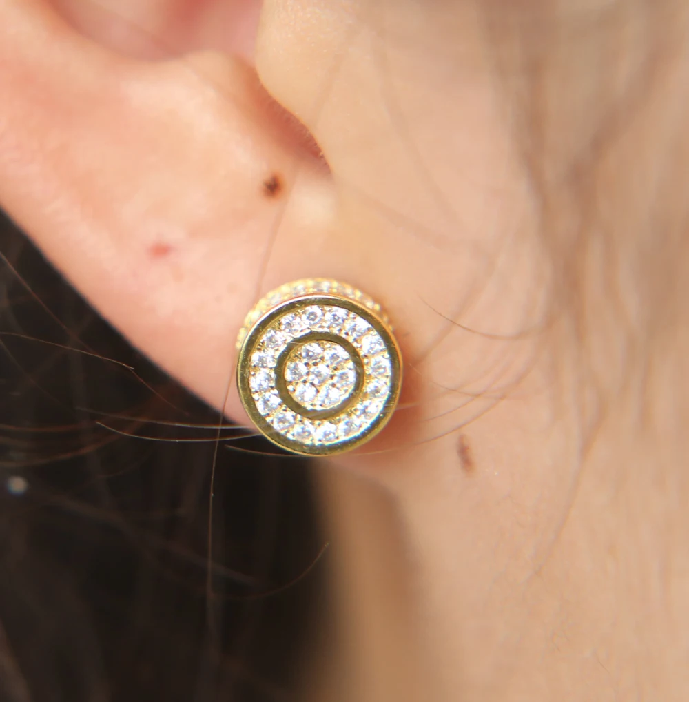 Подлинные AAA кубический цирконий микро проложить хип хоп bling для женщин золото серебро цвет отвертка шпильки cz серьги