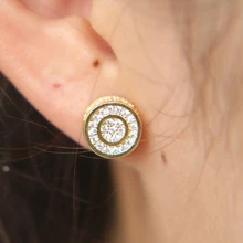 Подлинные AAA кубический цирконий микро проложить хип хоп bling для женщин золото серебро цвет отвертка шпильки cz серьги