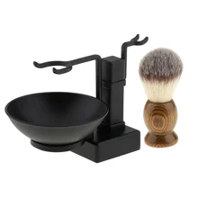 Мужской Сплав бороды усы чаша для щетки для бритья подставка держатель набор черный