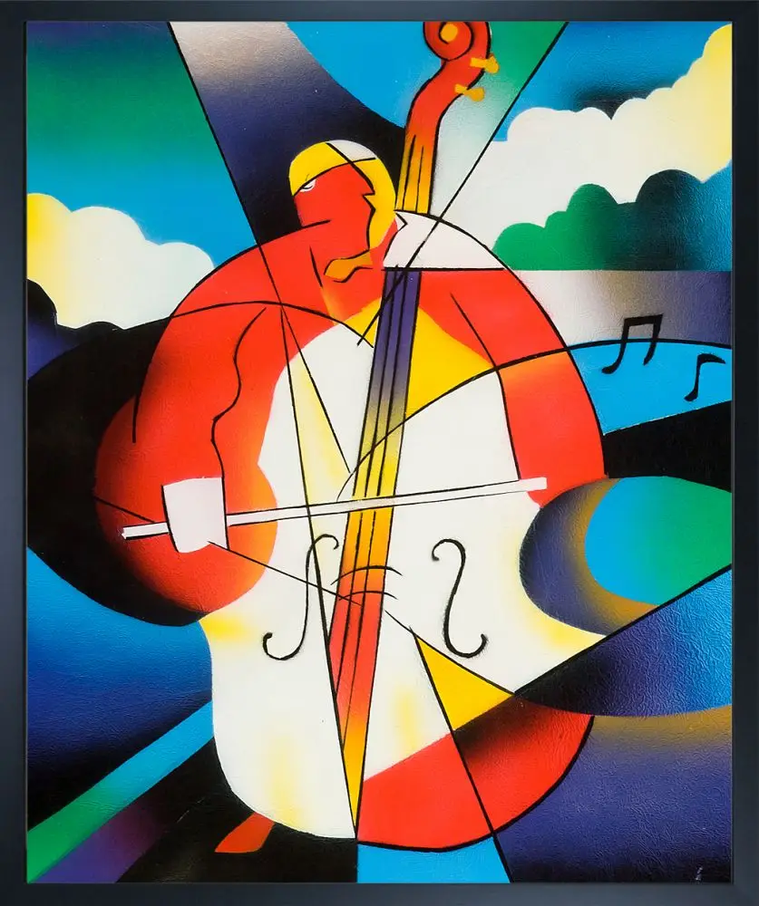 

No Framed Decorative Abstract Art Wall Canvas Painting for Home Decor Abstract Cellist Oil Painting Handmade High Quality