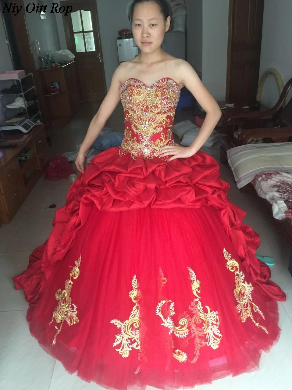 red and gold quinceanera