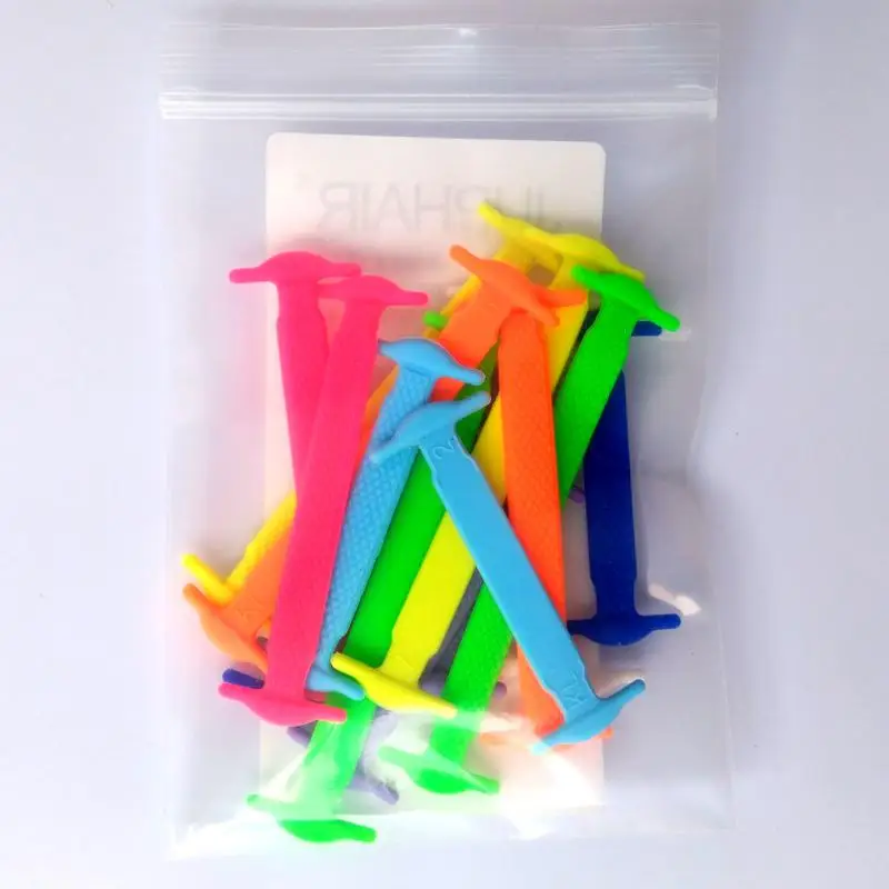 JUP 1 Set /12 Pcs New Kids Child No Tie Shoelaces All Sneakers Applicable Shoelaces Elastic Silicone Shoelaces Sneakers Fit Belt