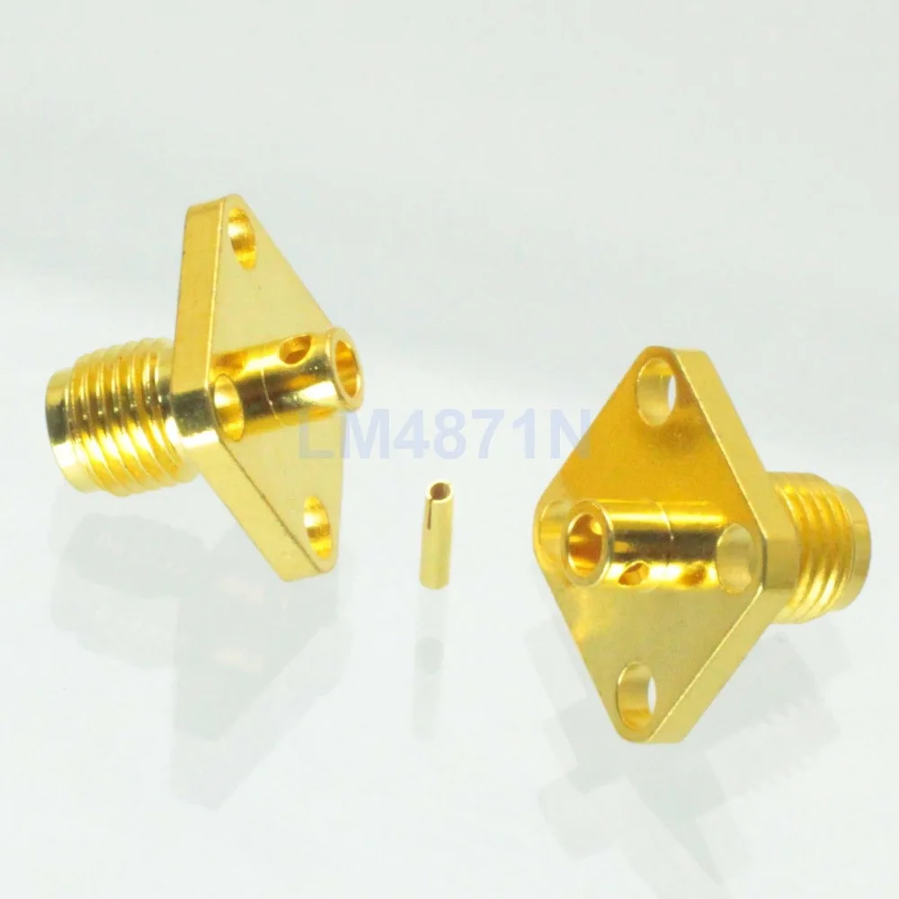 Free shipping 1pce Connector SMA female 4-holes 12.7mm flange solder RG405 0.086&quot Semi-rigid | Электроника