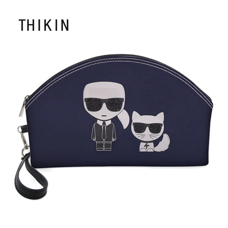 

THIKIN Fashion Vogue Karl Lagerfelds Cosmetic Bag 3D Printing Women Travel Make Up Toiletry Bags Makeup Handbag Organizer Case