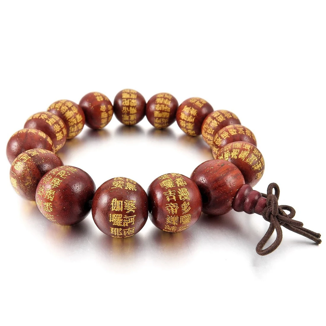 14 мм деревянный браслет, браслет на запястье с красными бусинами, тибетский буддистский молитвенный браслет из бисера Будды, китайский эластичный узел для мужчин, женщин
