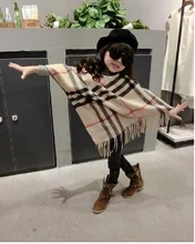 Baby girl clothes More color Winter Fashion Paid Printed scarf kids Warm poncho free size for 1-6 years