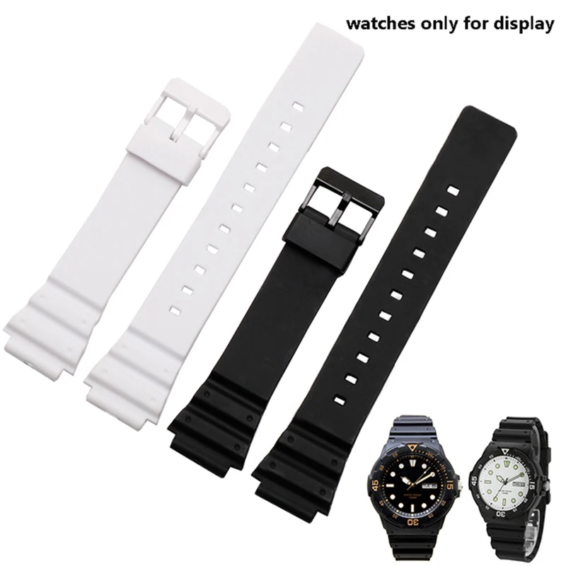 

Quality silicone watchband 18mm port Glossy wristband replacement rubber strap fit MRW-200H men's style