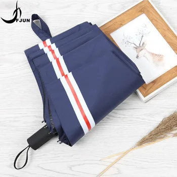 

Creative Three folding umbrella 8 Rib Strong quality stripe Umbrella Man Rain Windproof Rain Umbrella Anti-UV Sun Parasol women