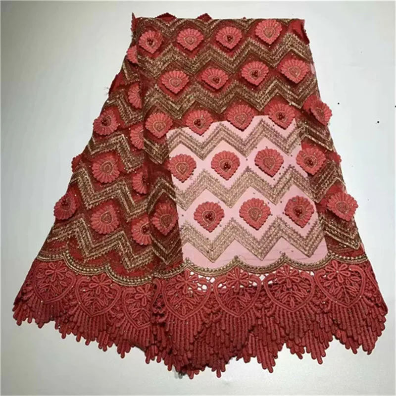 New Design African Laces Red color with Beads stones Africa Nigerian Wedding Lace French Tulle Net Fabric High quality | Дом и сад