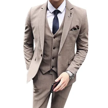 

Blazers Jacket Pants Vest / Fashion New Men's Casual Boutique Business Solid Color Suit Coat Trousers Waistcoat 3 Pieces Set