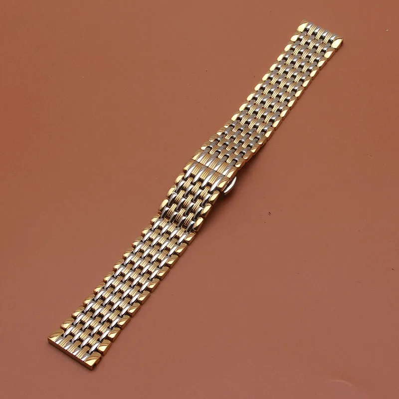 

14mm 16mm 18 20 22mm Silver Two Tone Gold 316L Solid Stainless Steel Bracelet Watch Band Strap Belt fit quartz watches promotion