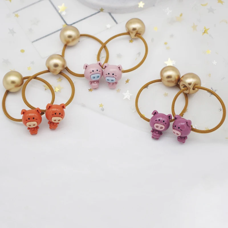 

Kids 2 Pcs Girl Headband Cartoon Pig Elastic Hair Accessory Band Rope Ponytail Holder Headbands