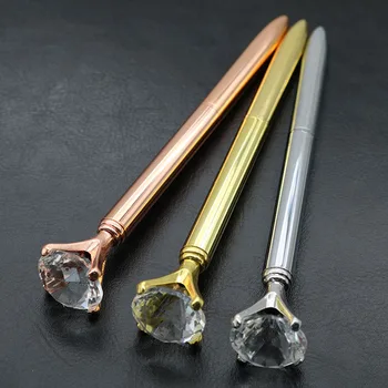 

New Crystal Ball Pen 2020 Fashion Girl 19 Kt Large Diamond Metal Crystal Wedding Birthday Section Company (3pc Different Colors)