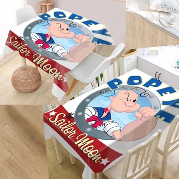

Popeye The Sailor Custom Table Cloth Oxford Print Rectangular Waterproof Oilproof Table Cover Square Wedding Tablecloth