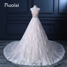 Real A-Line Satin Top Beaded Sash Long Wedding Dress 2016 for Bridal Gown Vestido de novia Tulle Wedding robe de mariee ASAFN29