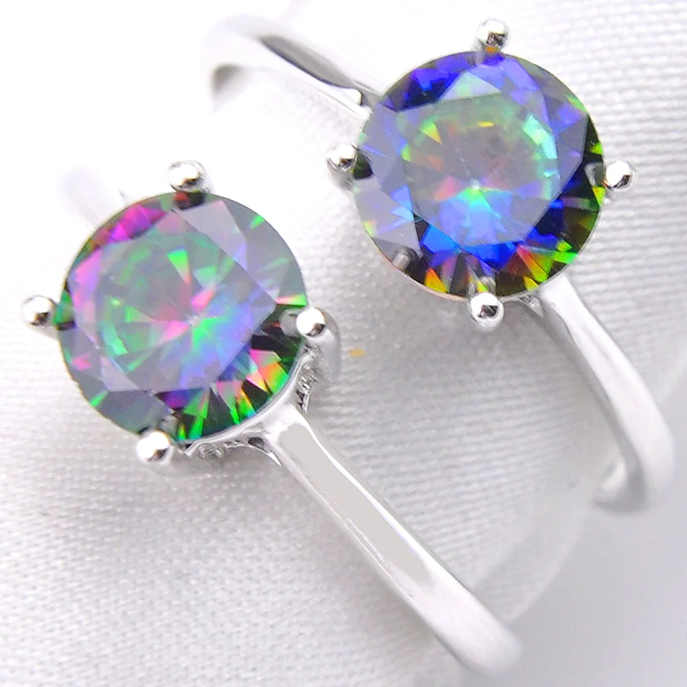 LuckyShine, мистическое кольцо с синтетическим кристаллом, модное круглое кольцо для женщин и мужчин, подарок, серебряное ювелирное изделие, кольца на палец, 10 шт