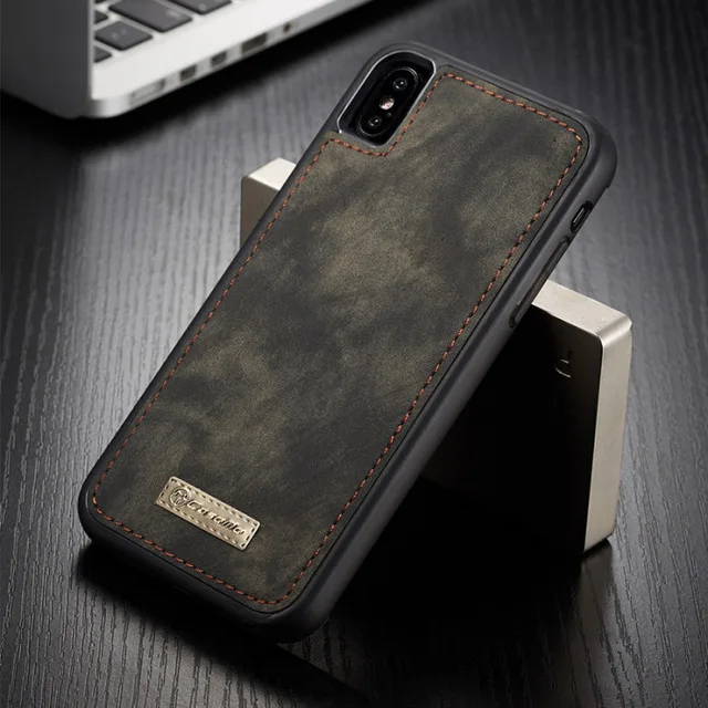 Black Чехол YMNLCX для IPhone X S Магнитный винтажный кожаный+ Мягкий силиконовый чехол из ТПУ для Iphone x XS MAX XR - Цвет: Black