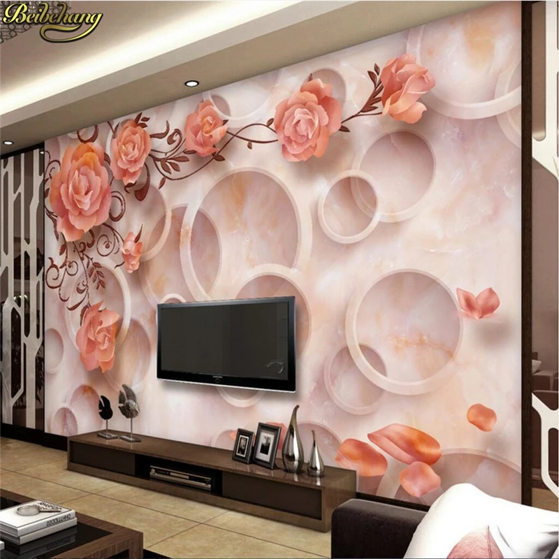 beibehang Custom Photo Wallpaper Frescoes 3D marble relief rose TV backdrop papel de parede para quarto wall paper
