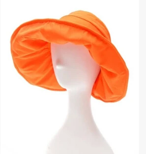 Горячие распродажа, модная обувь женская летняя обувь шляпы Складная ВС шляпы для женщин пляж Шапки большой Брим женщин солнце экран ВС шляпы для лето - Цвет: orange