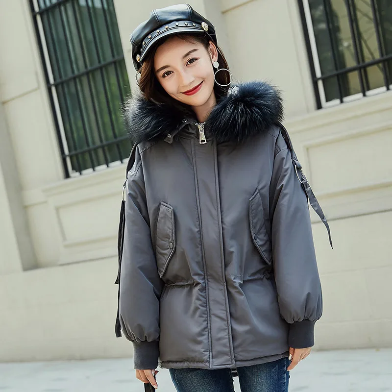 Fashion Winter Warm Thicken Jacket Fur Womens Short Parka Coat Hooded Outwear