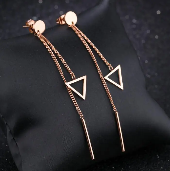 2017 Most Popular Stainless Steel Stick Tassel Daily Wear Earrings For Women