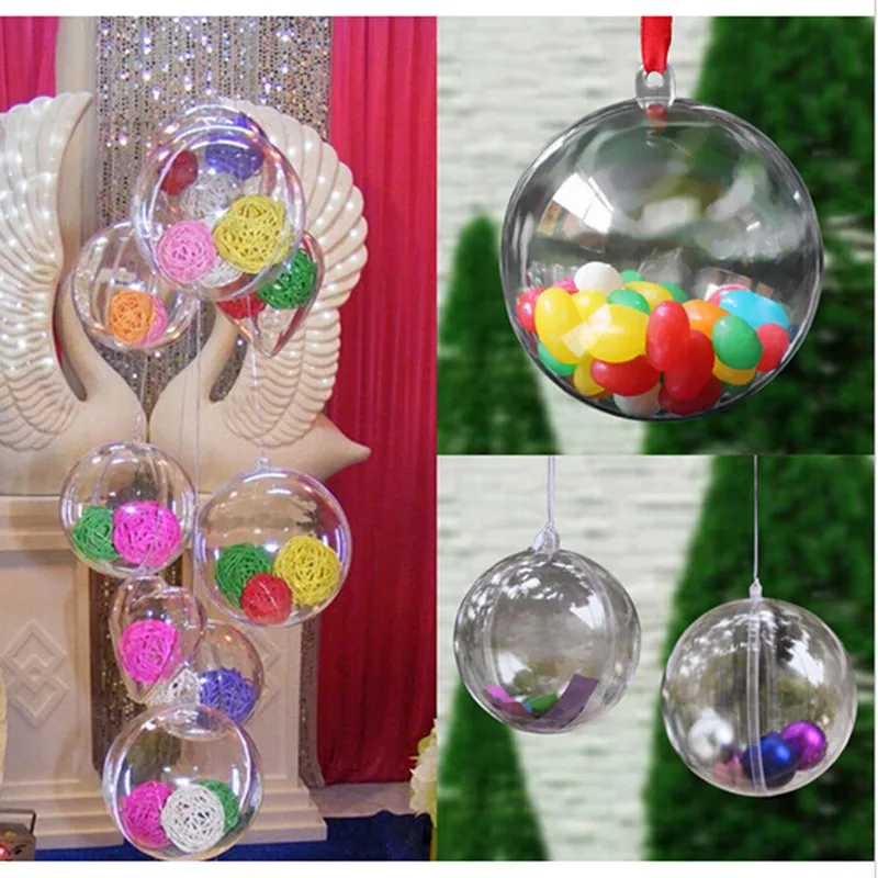 

12pcs Christmas Tress Decorations Ball 6cm Transparent Open Plastic Clear Bauble Ornament Gift Present Box Decoration EJ879324