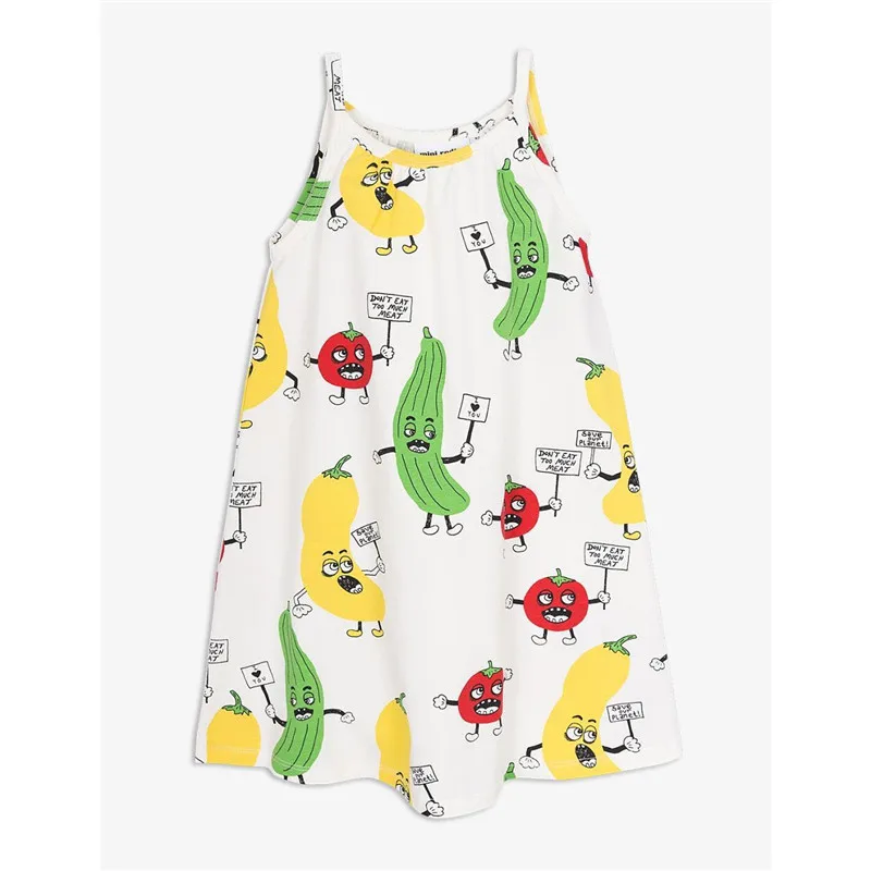 Suspender Dress EnkeliBB/оригинальные платья с фруктовым узором для маленьких девочек свободное повседневное Брендовое стильное платье одинаковая футболка для сестры и сестры - Цвет: Suspender Dress