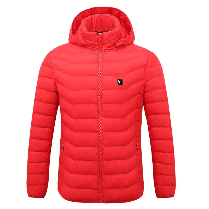 Куртка с электрическим подогревом, одежда для мужчин и женщин, USB, ниже напряжения, регулируемая температура, жилет, теплая зимняя куртка - Цвет: Красный