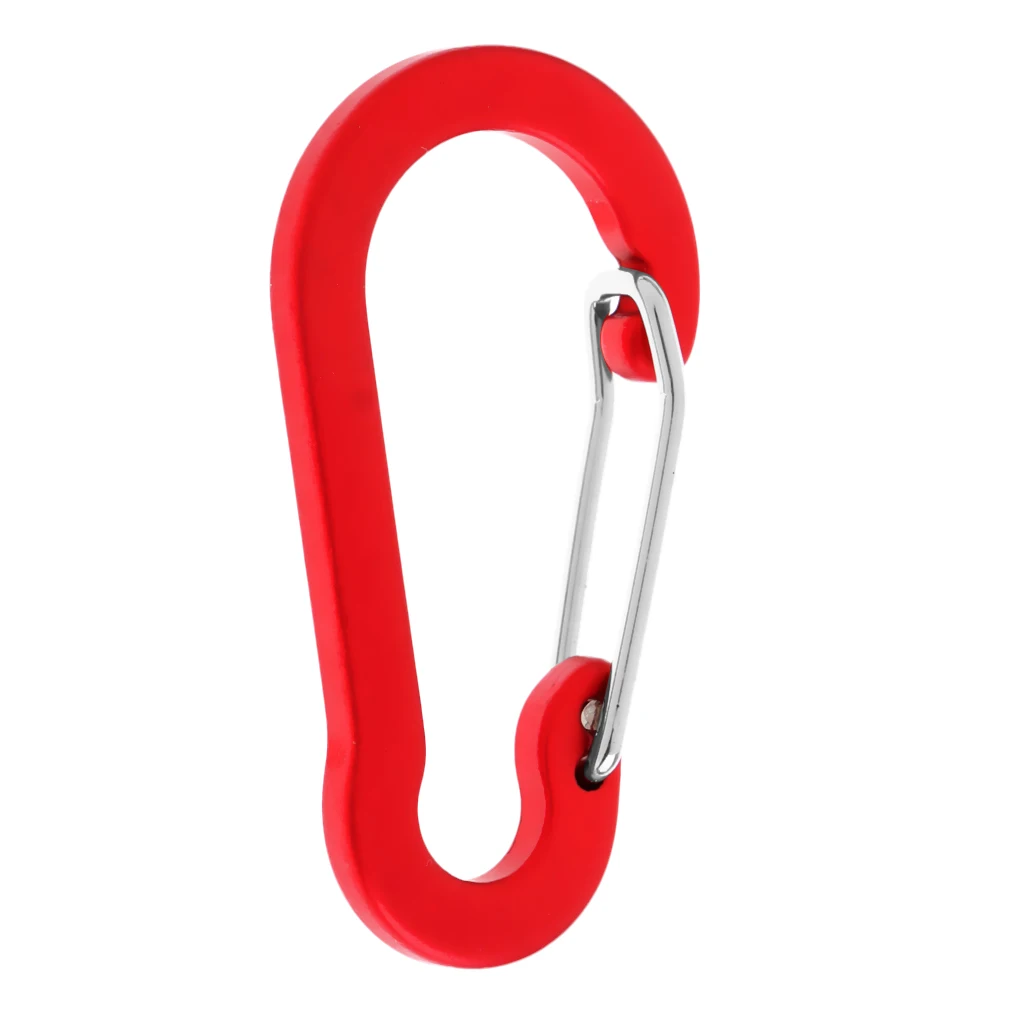 6 Pieces Aluminum D-Ring Carabiner Clip Spring Snap Hook Keychain