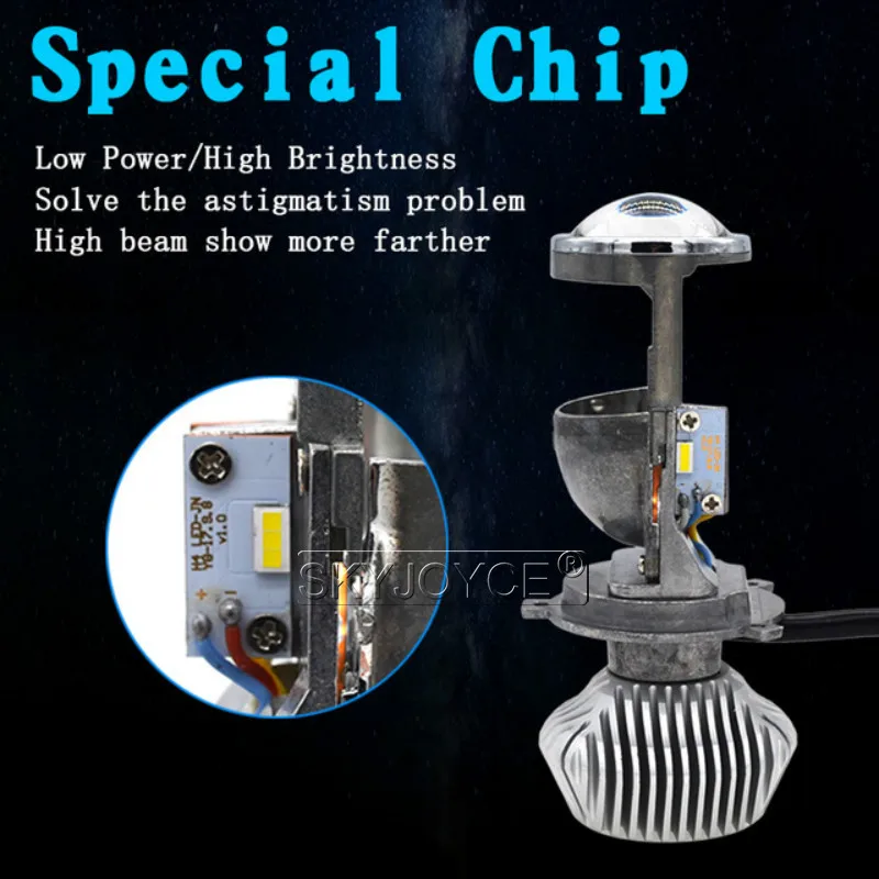 SKYJOYCE Mini LED Projector Lens H4 LED Headlight Bulbs LED Conversion Kit H4 LED Bulb Light Lamp HiLo Beam Headlight LHD H4 (15)