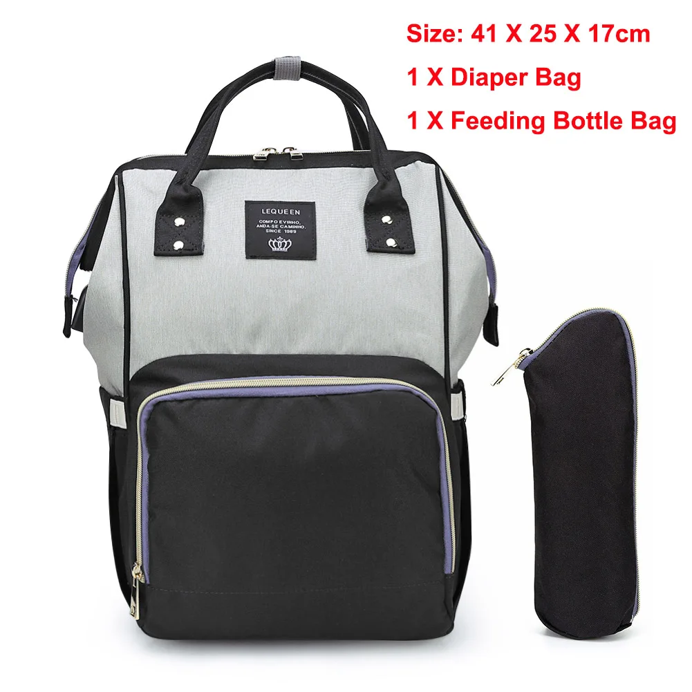 LEQUEEN USB Водонепроницаемая сумка для подгузников, usb зарядка, большие рюкзаки для кормящих мам, сумка для подгузников, брендовый рюкзак большой емкости - Цвет: 266183.01