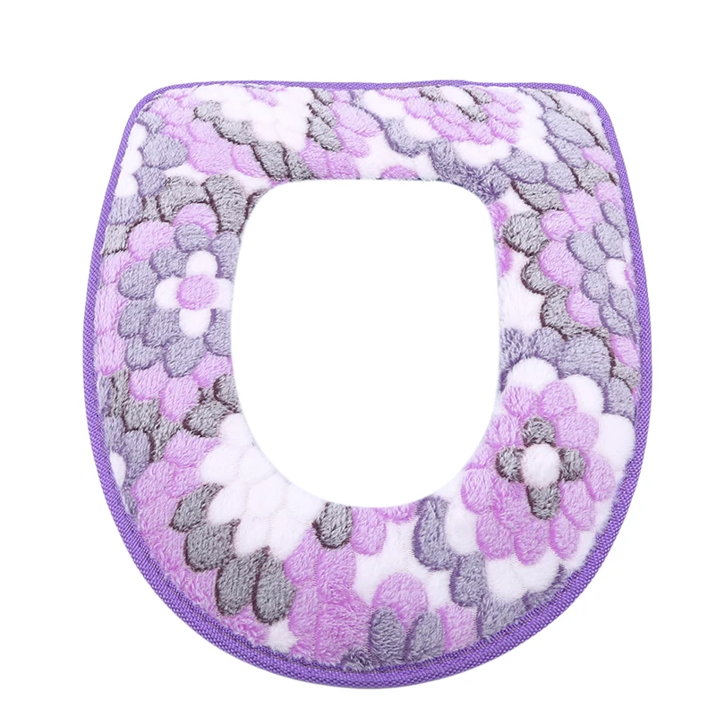 Фланелевые теплые уплотненные сиденья для унитаза, удобные мягкие сиденья для унитаза на молнии, чехлы для унитаза, аксессуары для ванной комнаты, водонепроницаемые - Цвет: purple