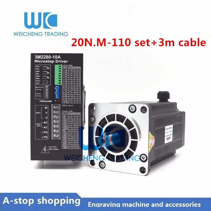 

3phase CNC Stepper Drive + NEMA 42 110mm Stepper Motor Hybrid Stepper kits 1.2 Degree 20Nm 6.9A 3M2280-10A+110BYGH350D