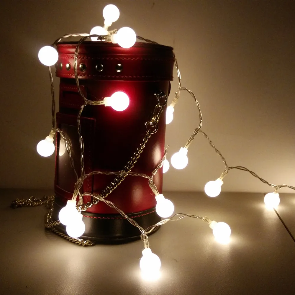 Colorful Christmas Lights  LED Fairy Ball Party Holiday Garland Flashing Bulb String Light - warm white