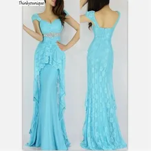 Распродажа кружевное голубое/оранжевое/красное платье с бусинами для выпускного бала Бальные вечерние Платья vestidos de festa H0531