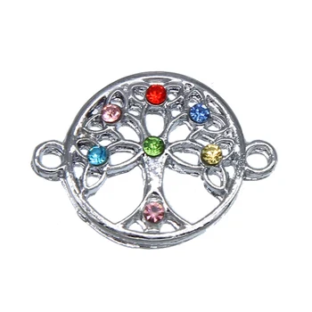 

6pcs Colorful Life Tree Round Charm Female DIY Bracelet Pendant Accessories Left and Right Hanging Handmade Products