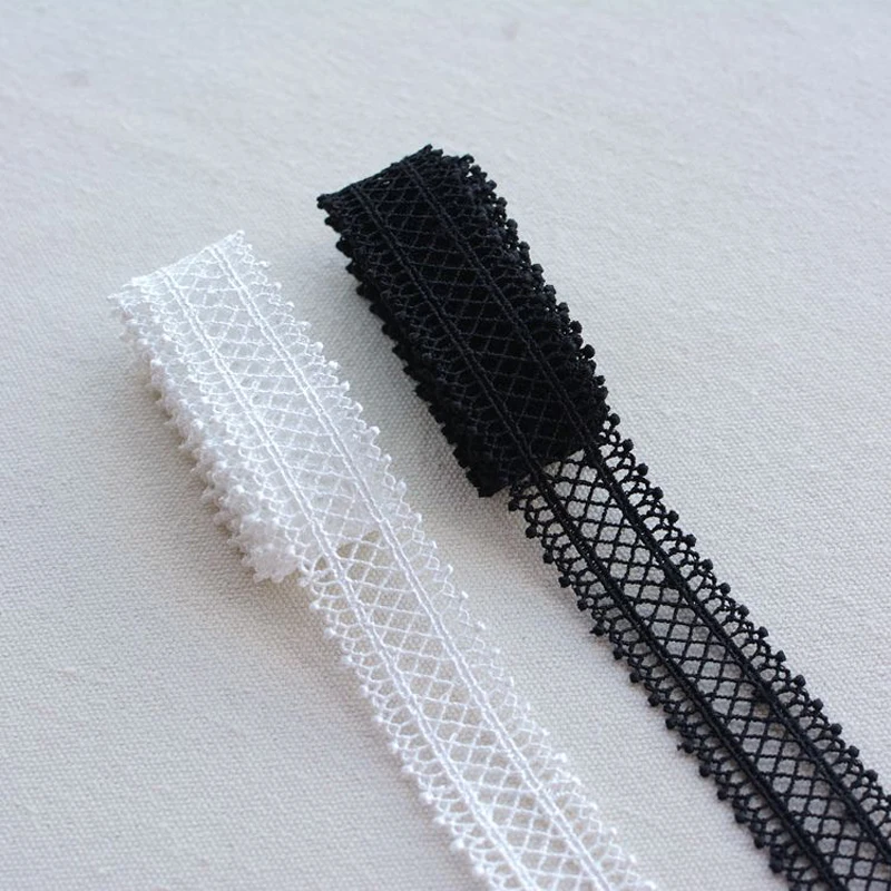 

5yards Width 2.2cm Black/white Water soluble lace ribbon trim fabric DIY necklace collar curtain dress Clothing hat accessories